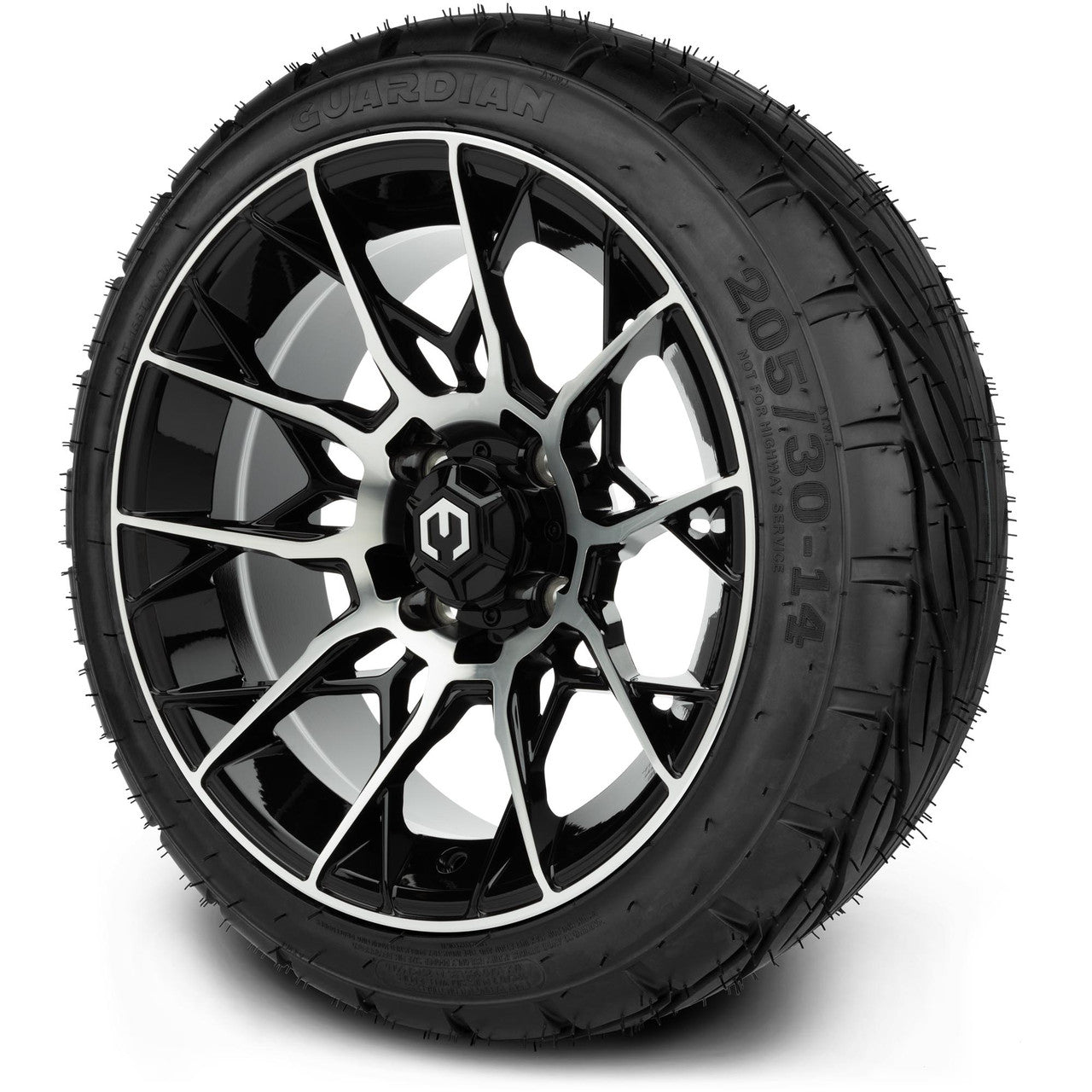 MODZ® 14" Chaos Machined Black Wheels & Street Tires Combo