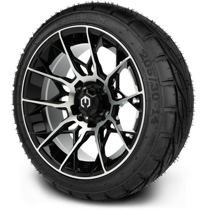 MODZ® 14" Chaos Machined Black Wheels & Street Tires Combo