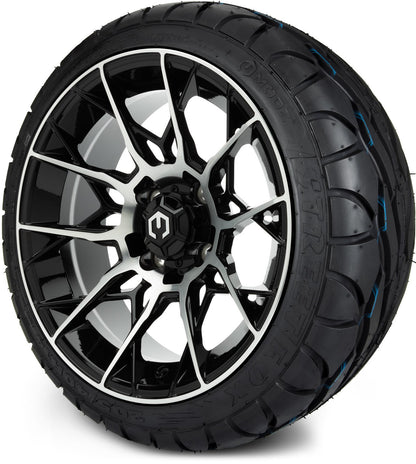 MODZ® 14" Chaos Machined Black Wheels & Street Tires Combo