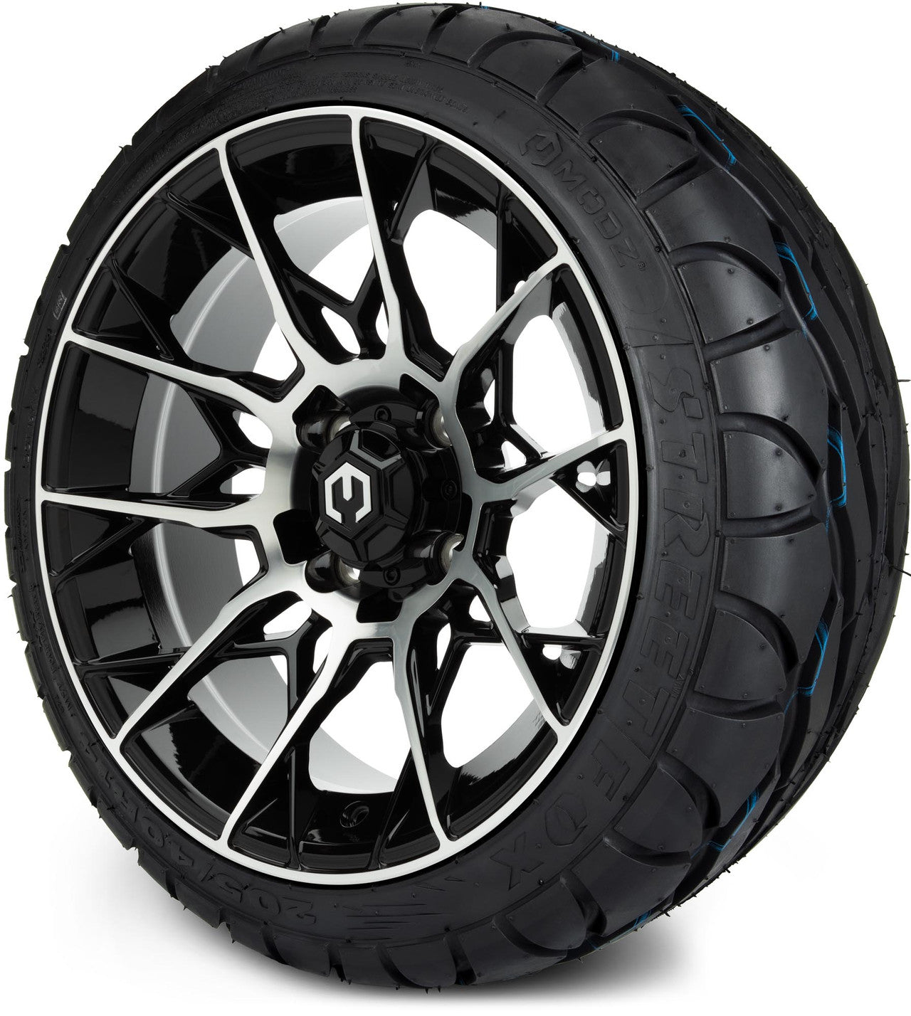 MODZ® 14" Chaos Machined Black Wheels & Street Tires Combo