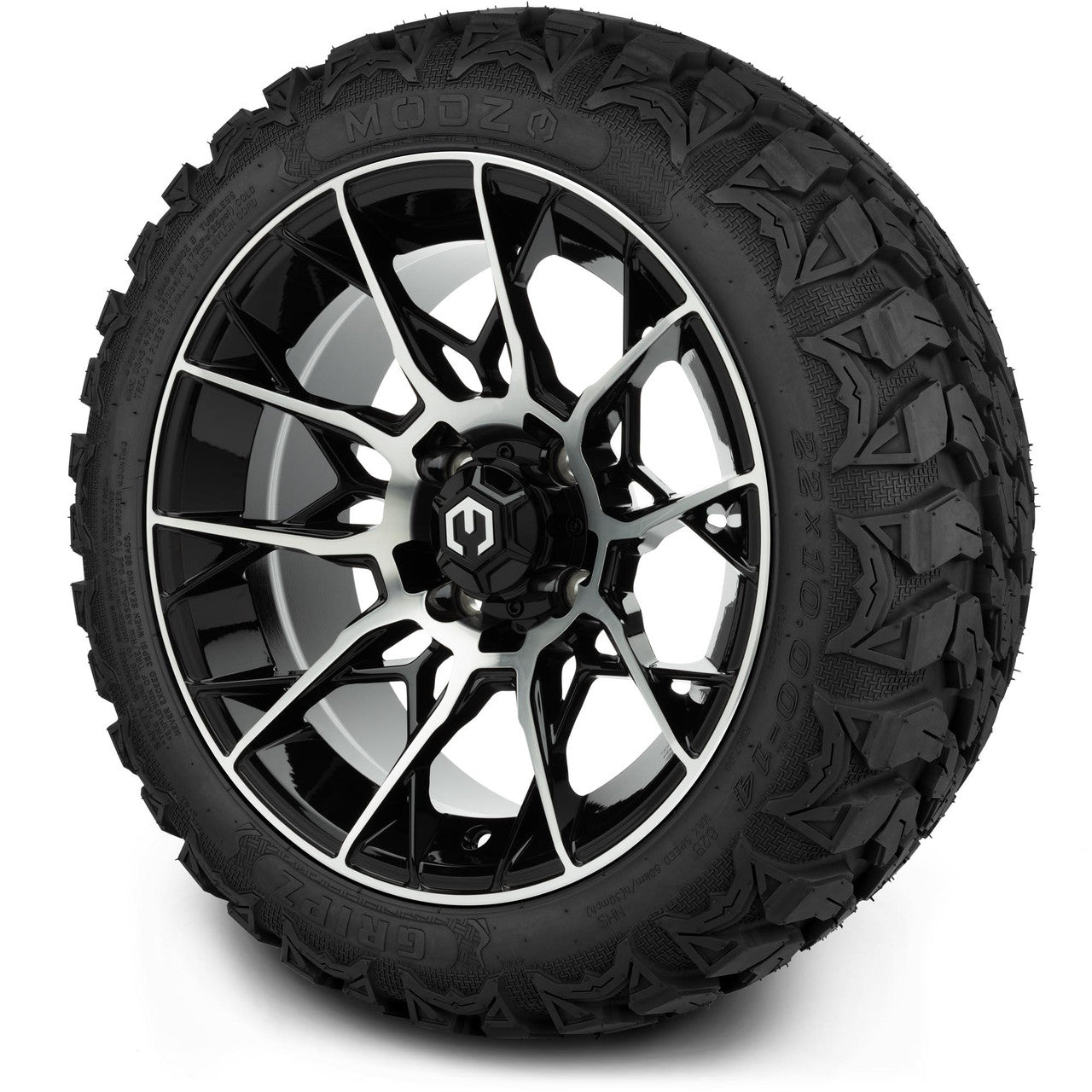 MODZ® 14" Chaos Machined Black Wheels & Off-Road Tires Combo