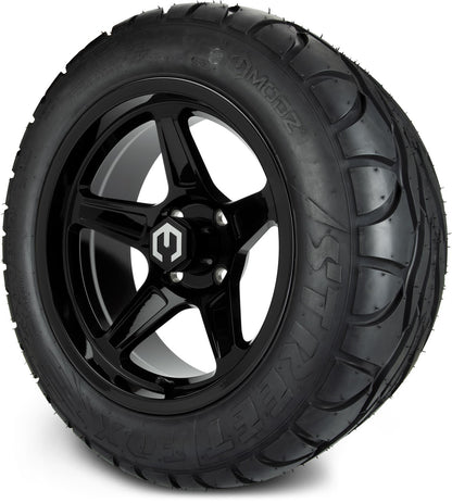 MODZ® 14" Drift Glossy Black Wheels & Street Tires Combo
