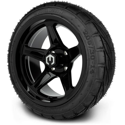 MODZ® 14" Drift Glossy Black Wheels & Street Tires Combo