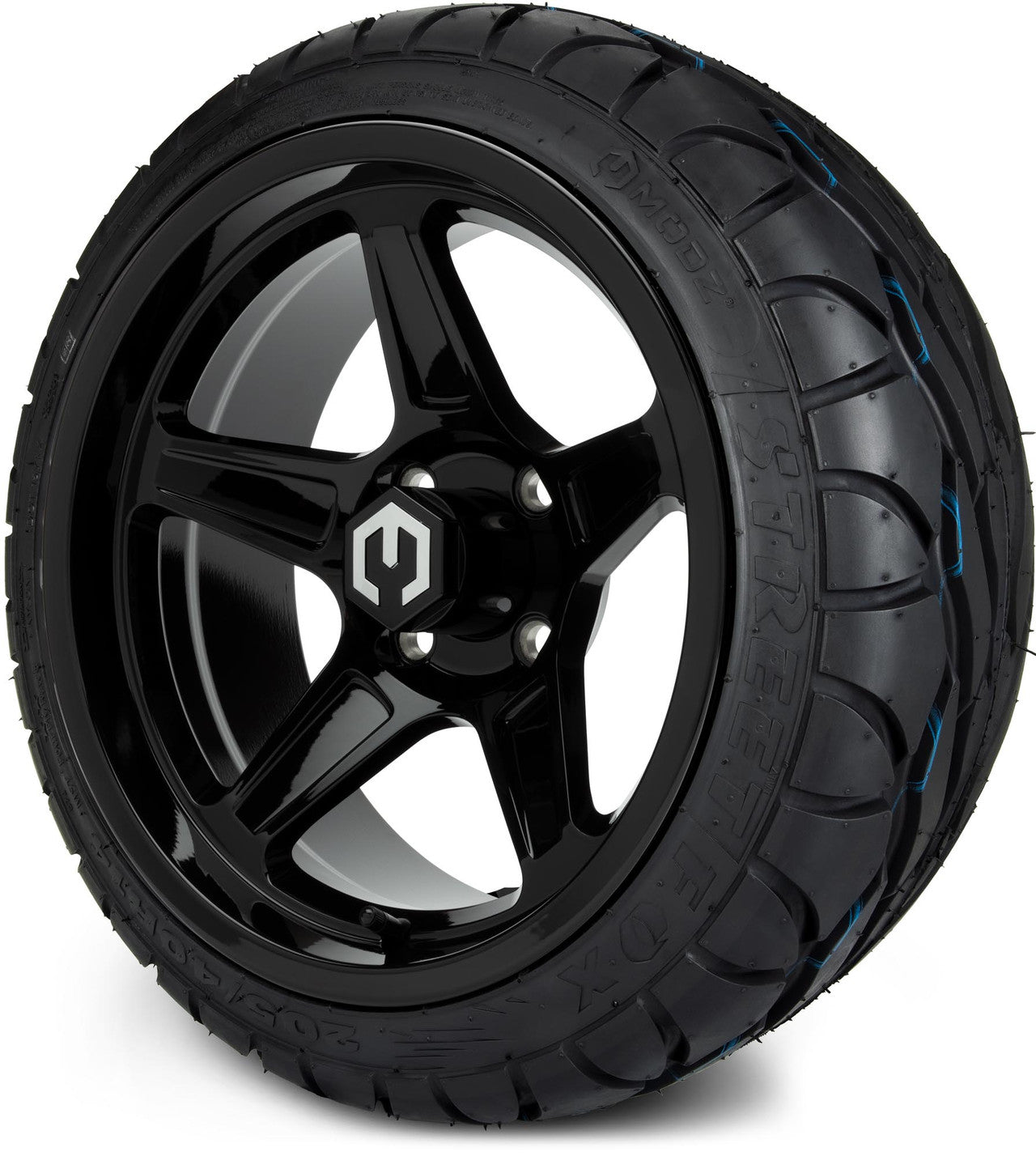 MODZ® 14" Drift Glossy Black Wheels & Street Tires Combo