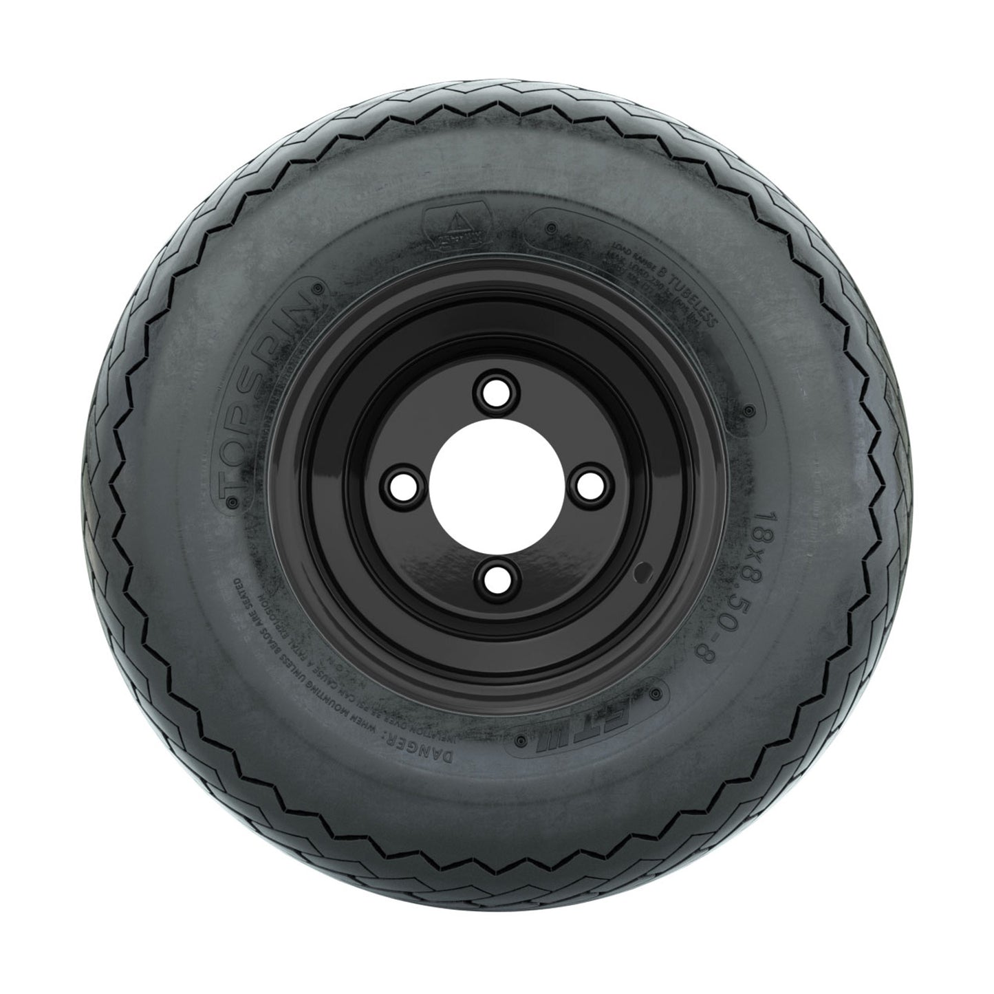 8" GTW® Topspin Tire & Black Steel Wheel Assembly