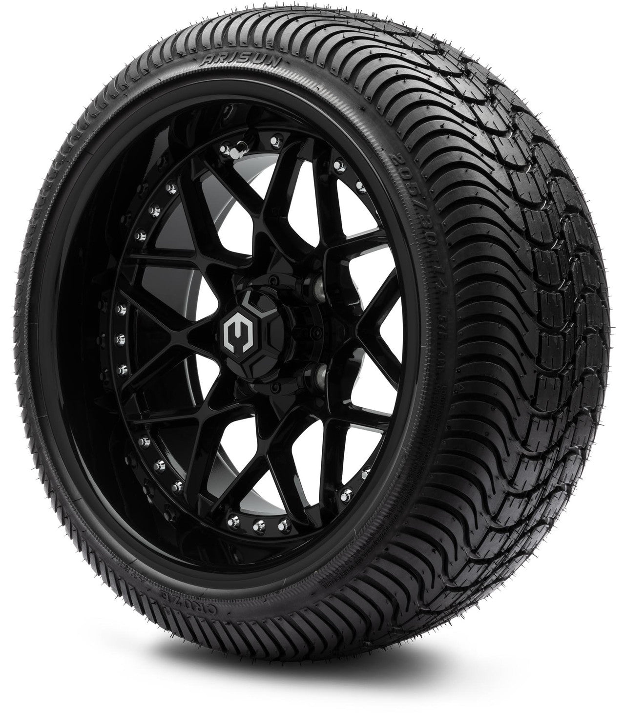 MODZ® 14" Formula Glossy Black Wheels & Street Tires Combo