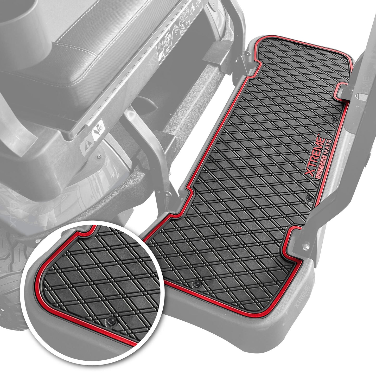Xtreme Floor Mats for EZGO L6 Rear Seat Mat - Black/Red