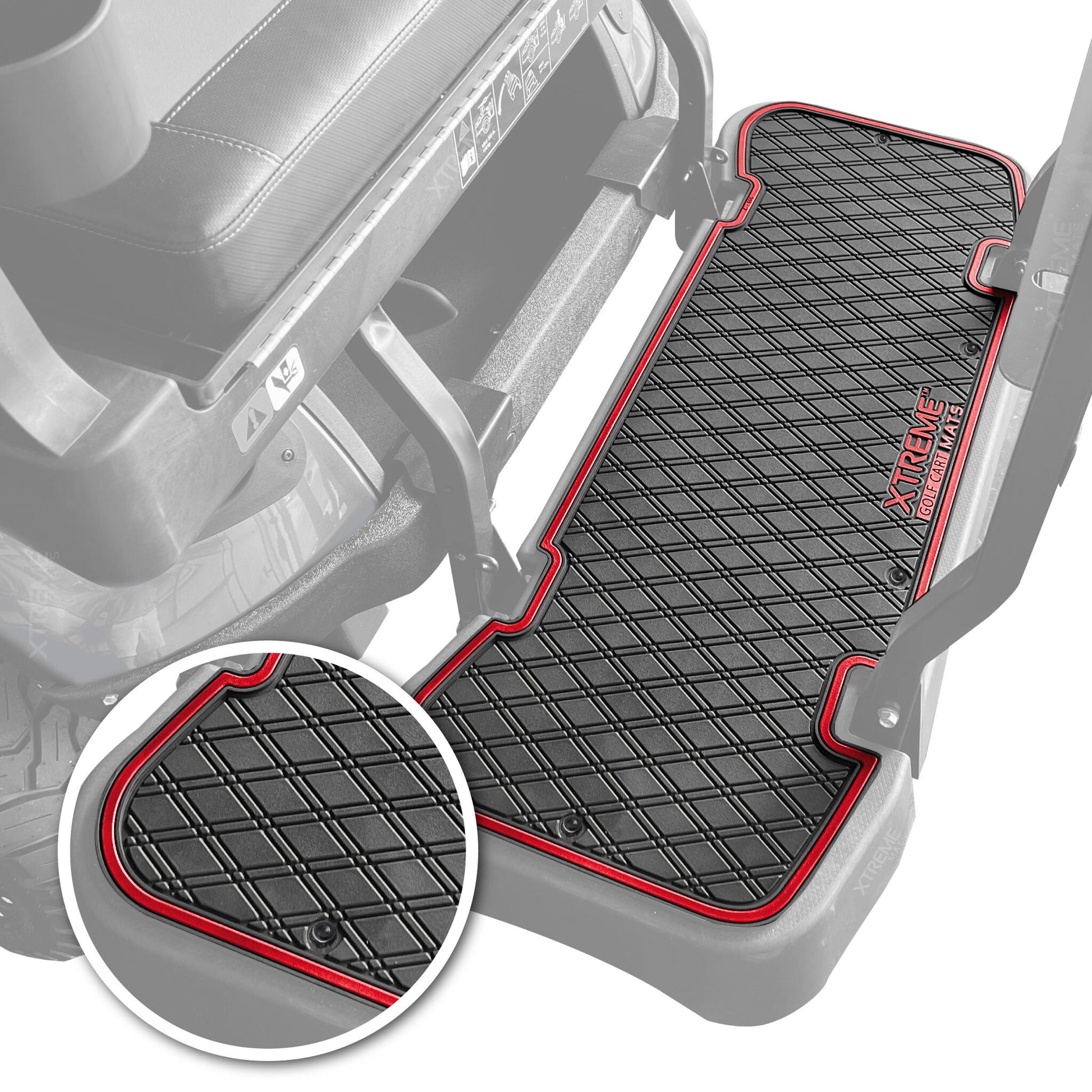 Xtreme Floor Mats for EZGO L6 Rear Seat Mat - Black/Red
