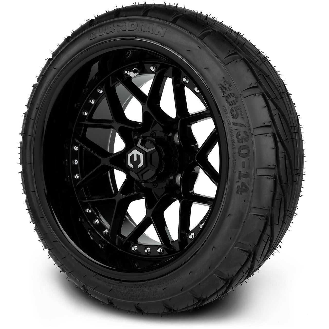 MODZ® 14" Formula Glossy Black Wheels & Street Tires Combo