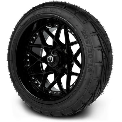 MODZ® 14" Formula Glossy Black Wheels & Street Tires Combo