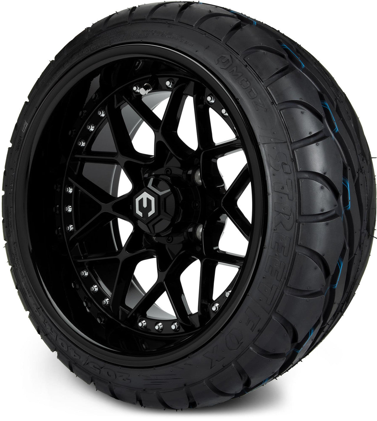MODZ® 14" Formula Glossy Black Wheels & Street Tires Combo