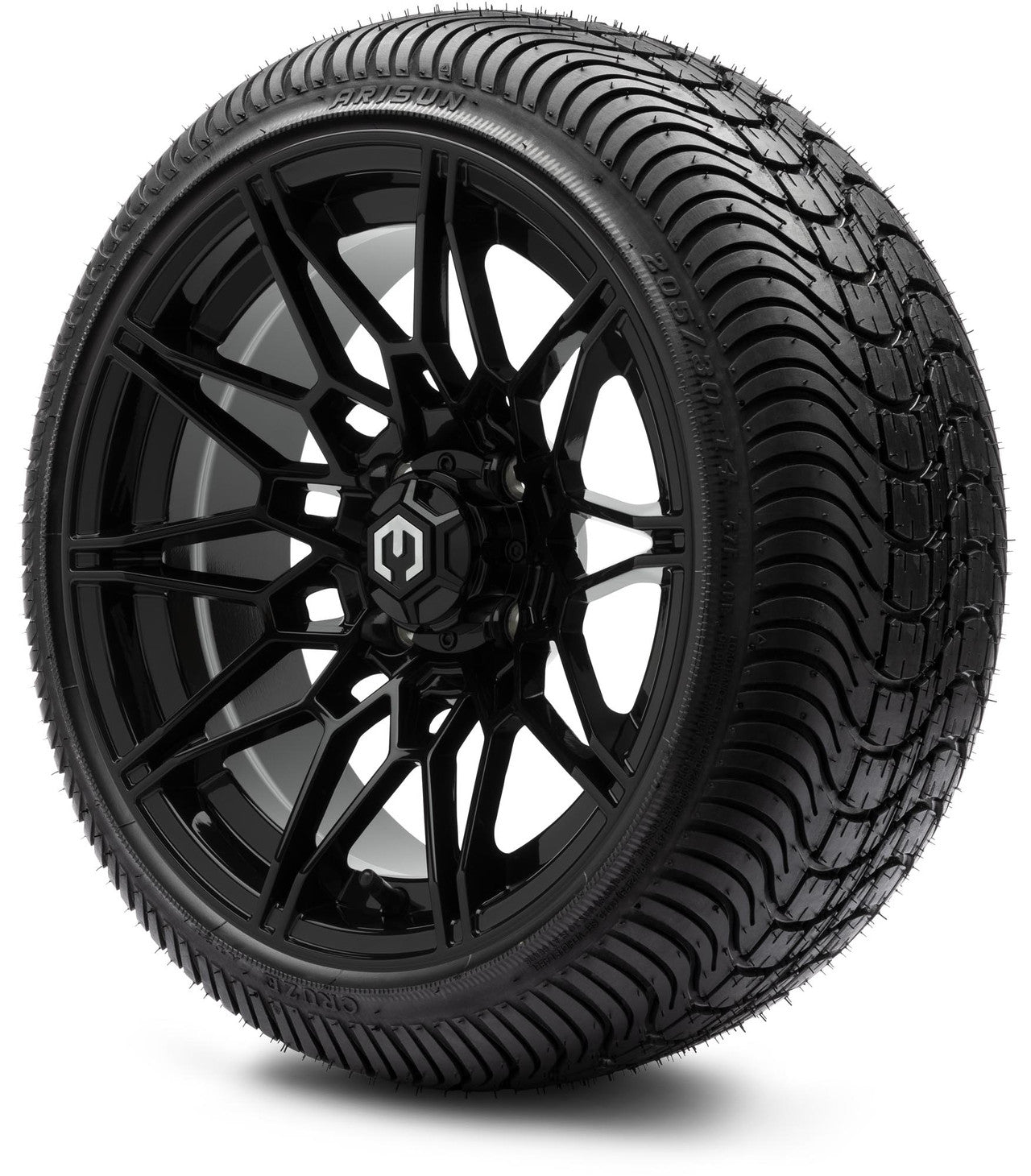 MODZ® 14" Galaxy Glossy Black Wheels & Street Tires Combo