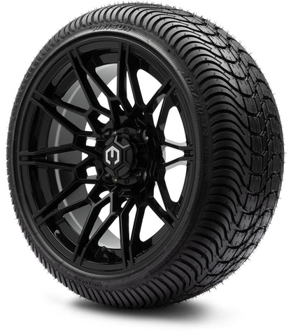 MODZ® 14" Galaxy Glossy Black Wheels & Street Tires Combo