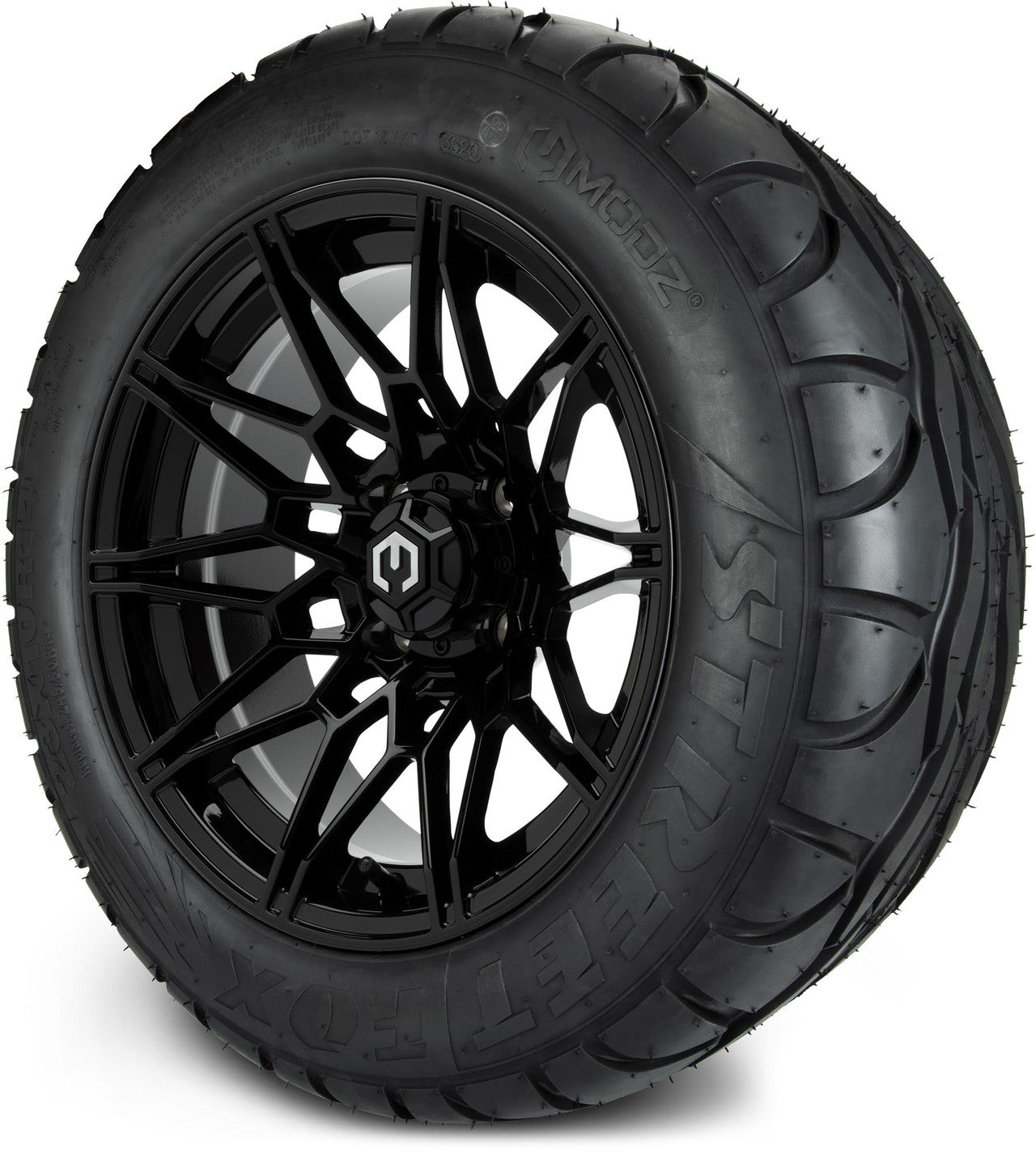 MODZ® 14" Galaxy Glossy Black Wheels & Street Tires Combo