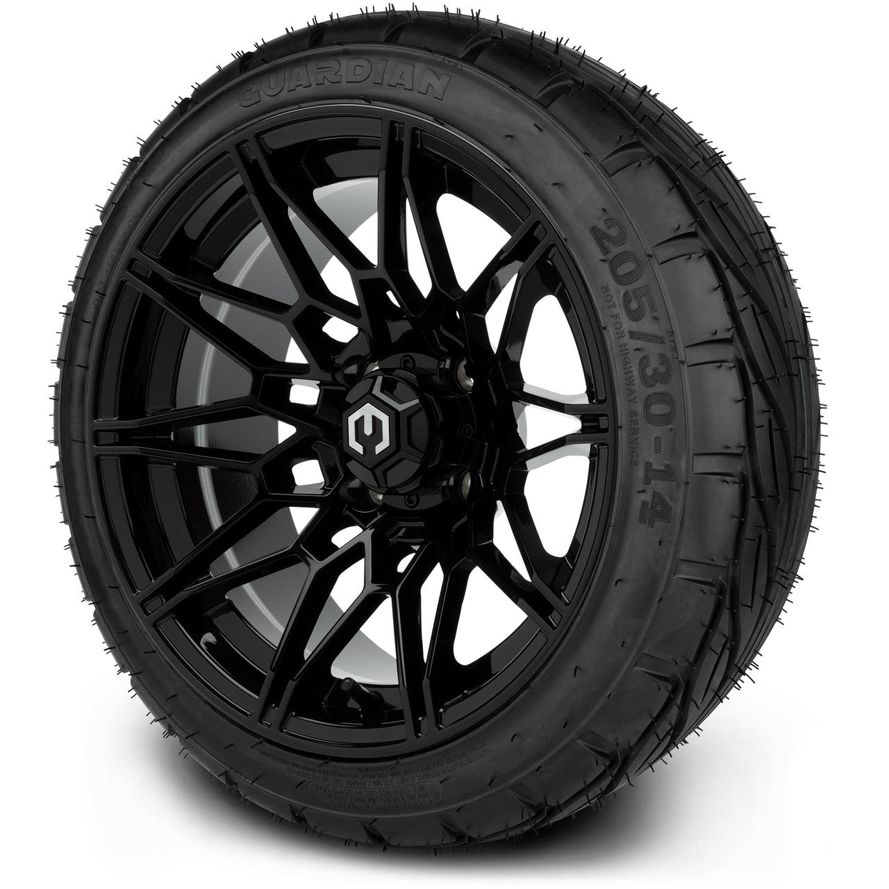 MODZ® 14" Galaxy Glossy Black Wheels & Street Tires Combo