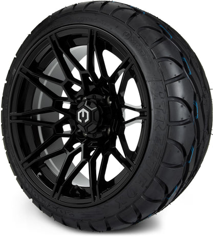 MODZ® 14" Galaxy Glossy Black Wheels & Street Tires Combo