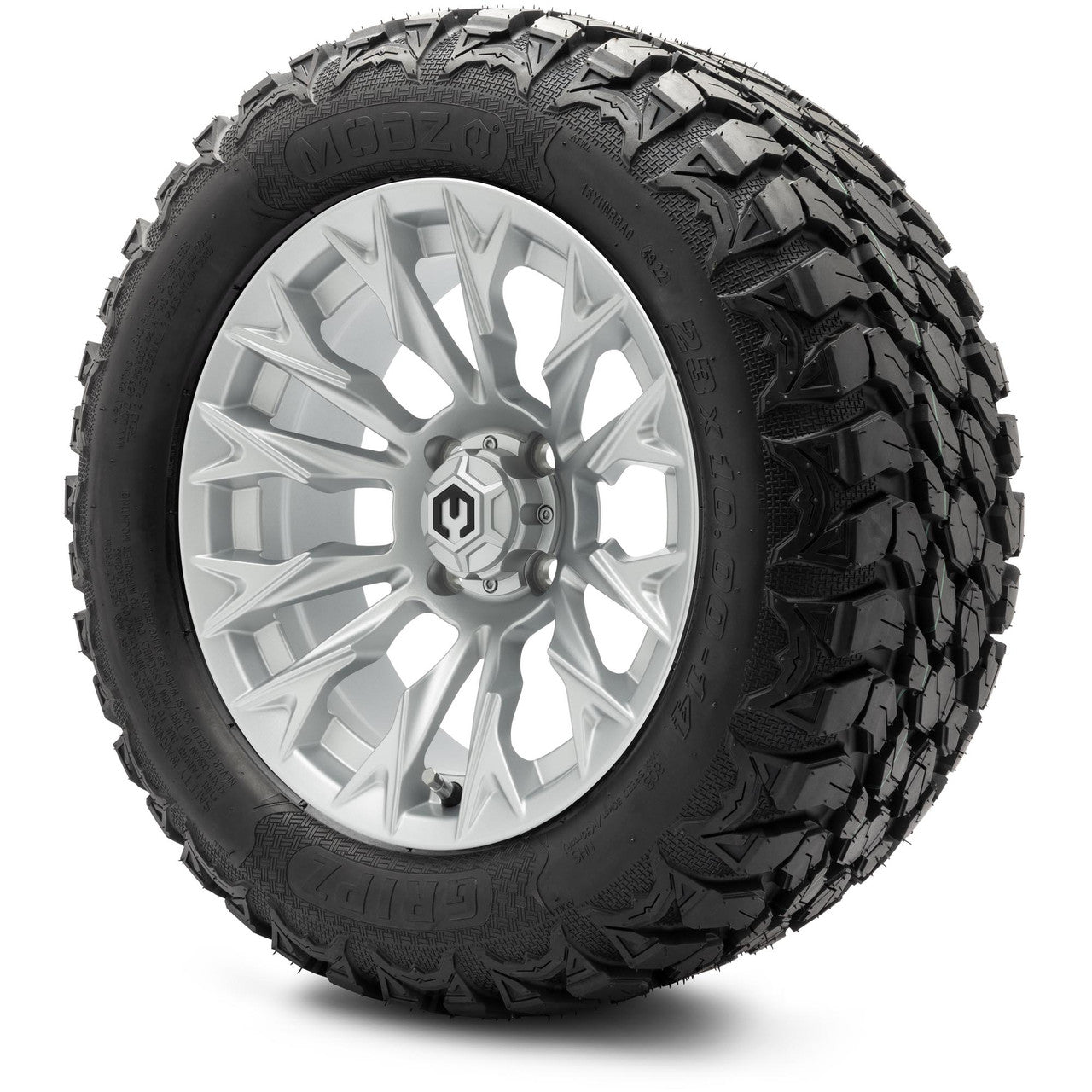 MODZ® 14" Falcon Silver Wheels & Off-Road Tires Combo