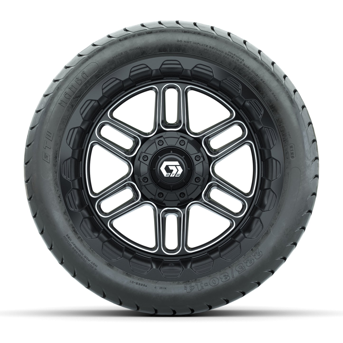 Set of (4) 14 in GTW® Titan Machined & Black Wheels with 225/30-14 Mamba Street Tire