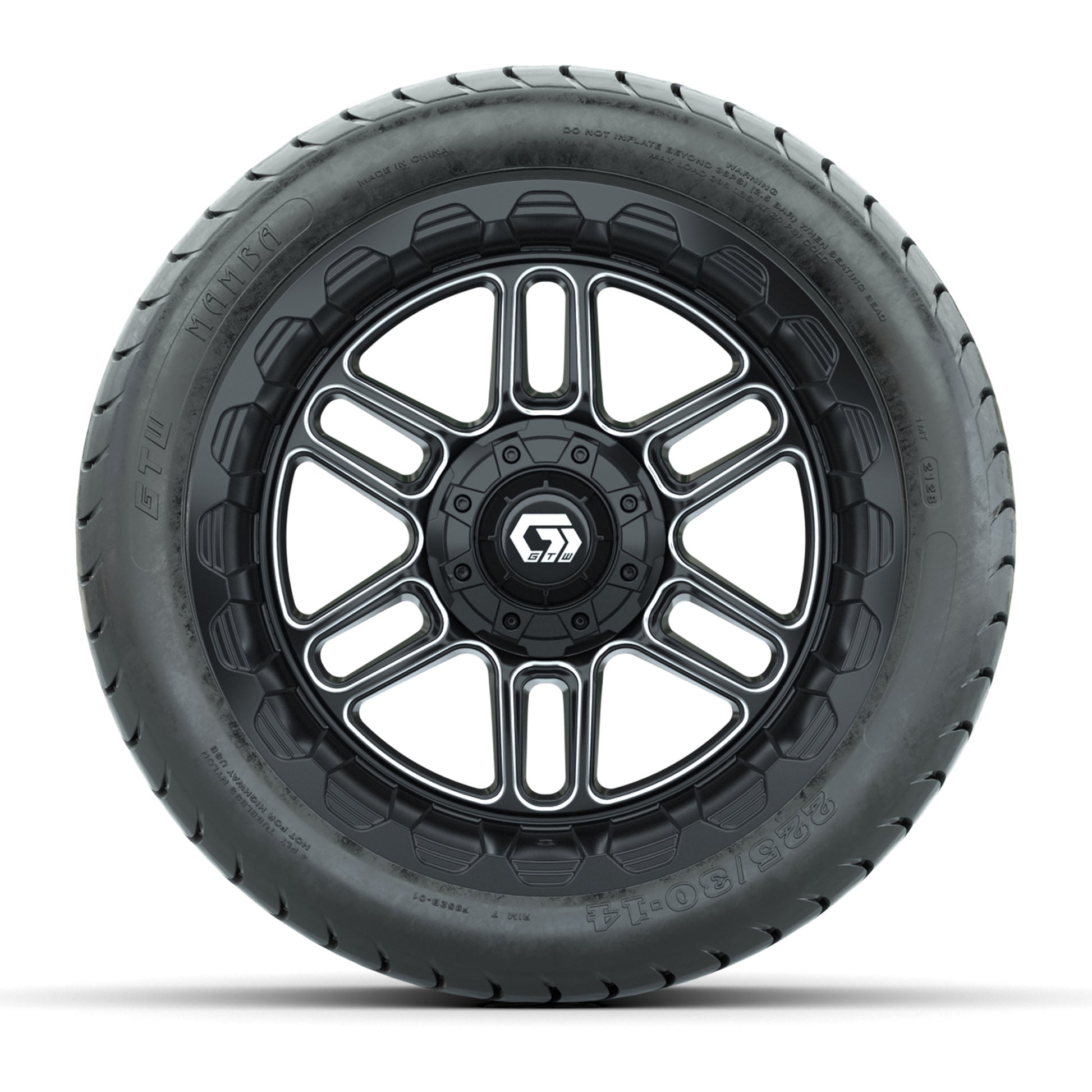 Set of (4) 14 in GTW® Titan Machined & Black Wheels with 225/30-14 Mamba Street Tire