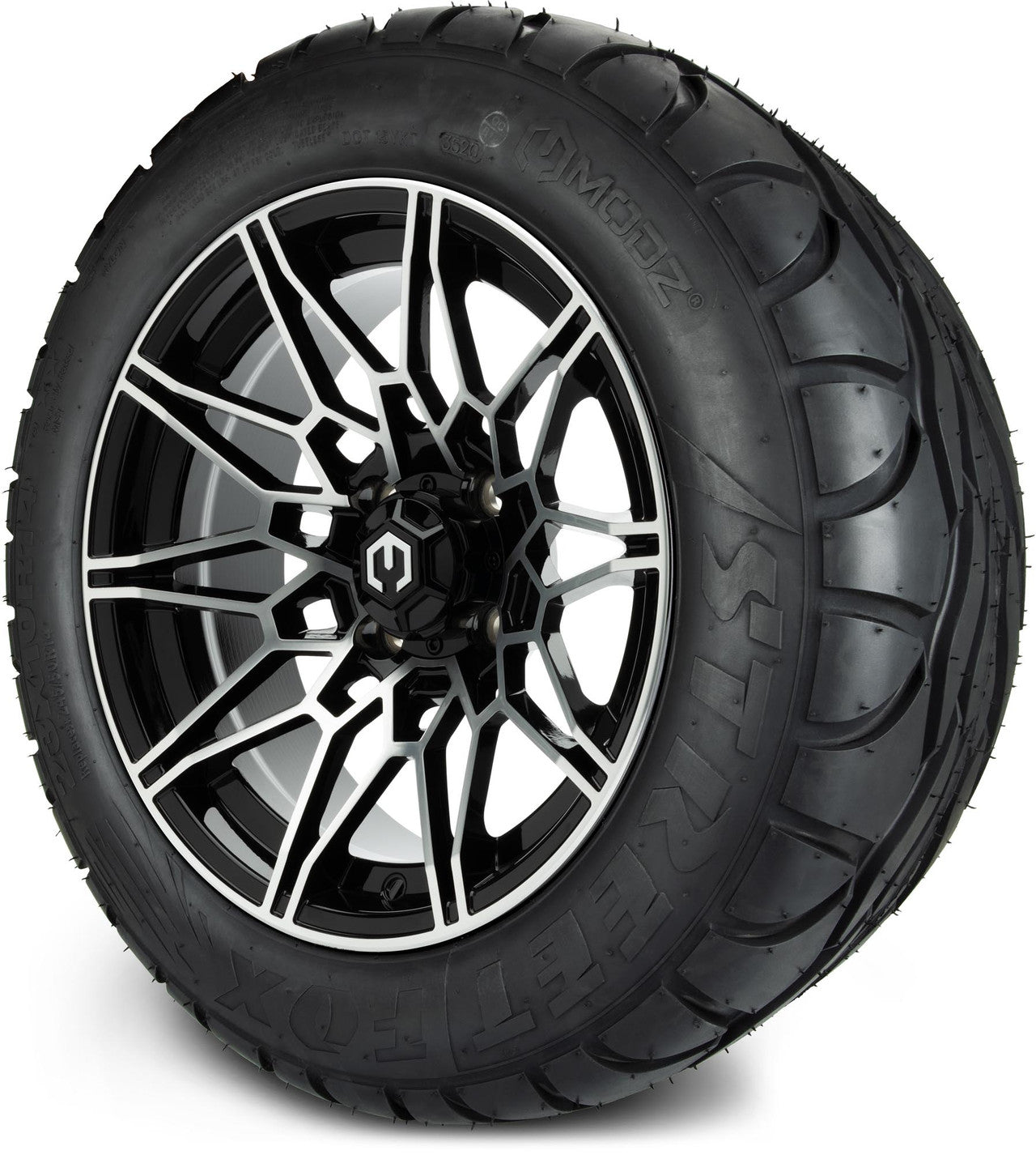 MODZ® 14" Galaxy Machined Black Wheels & Street Tires Combo