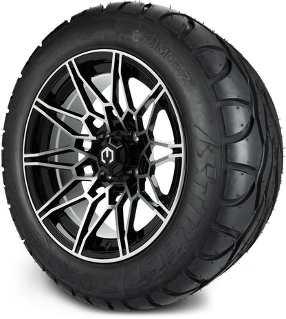 MODZ® 14" Galaxy Machined Black Wheels & Street Tires Combo