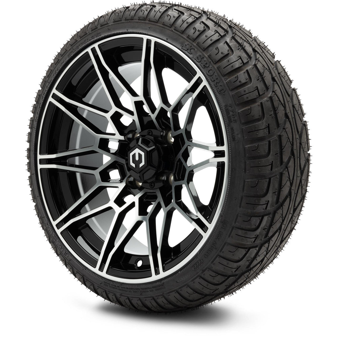 MODZ® 14" Galaxy Machined Black Wheels & Street Tires Combo