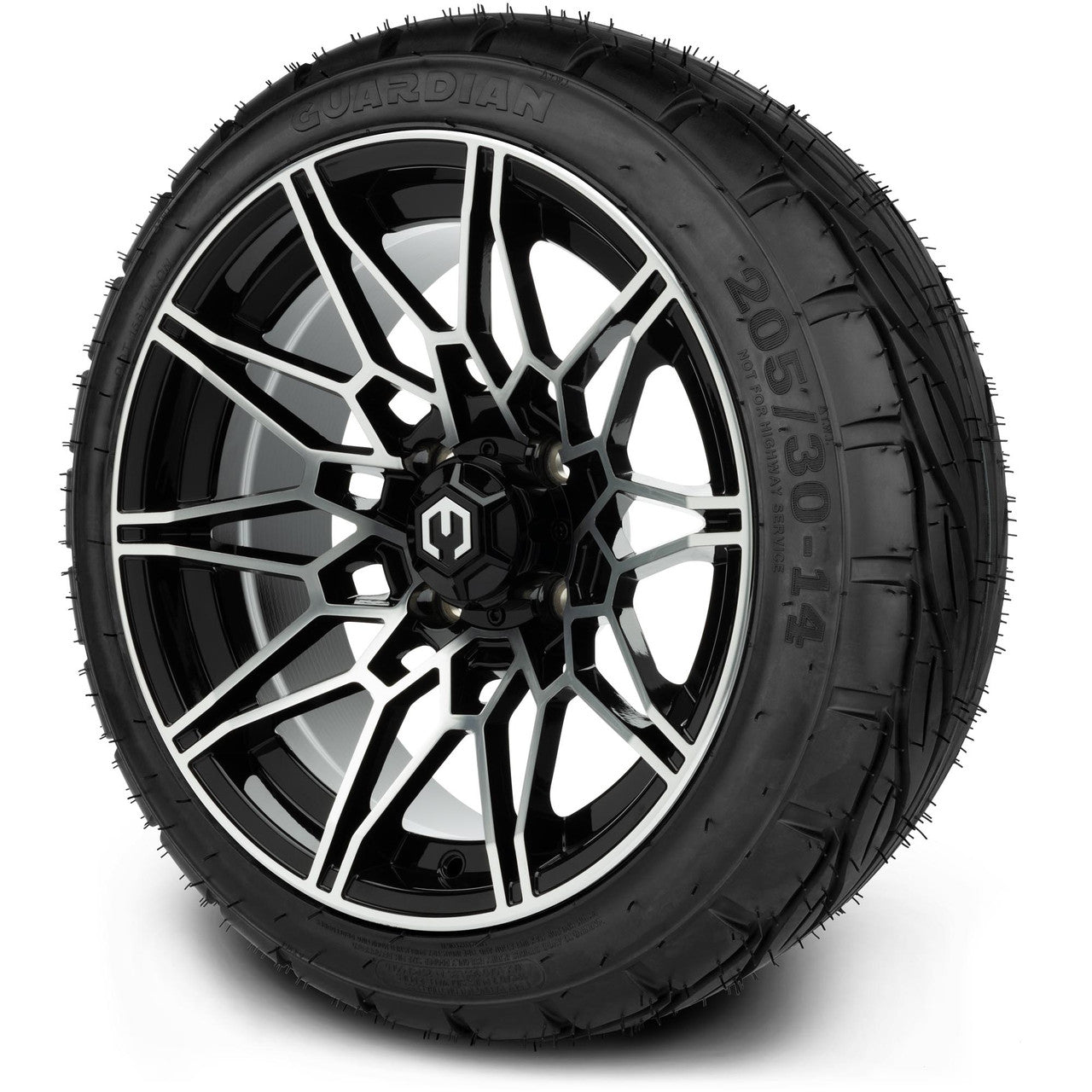 MODZ® 14" Galaxy Machined Black Wheels & Street Tires Combo