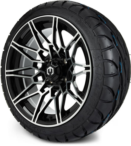MODZ® 14" Galaxy Machined Black Wheels & Street Tires Combo