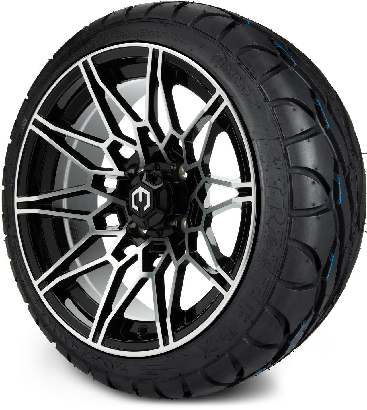 MODZ® 14" Galaxy Machined Black Wheels & Street Tires Combo