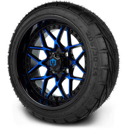 MODZ® 14" Formula Blue and Black Wheels & Street Tires Combo
