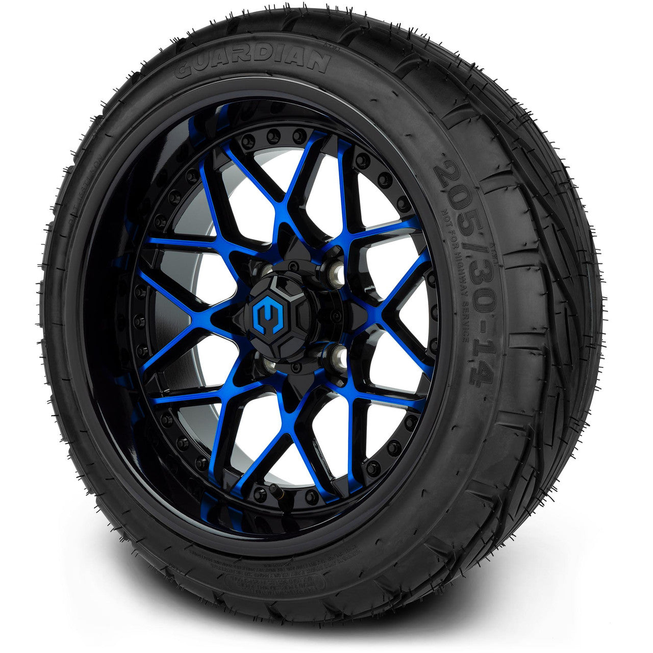 MODZ® 14" Formula Blue and Black Wheels & Street Tires Combo