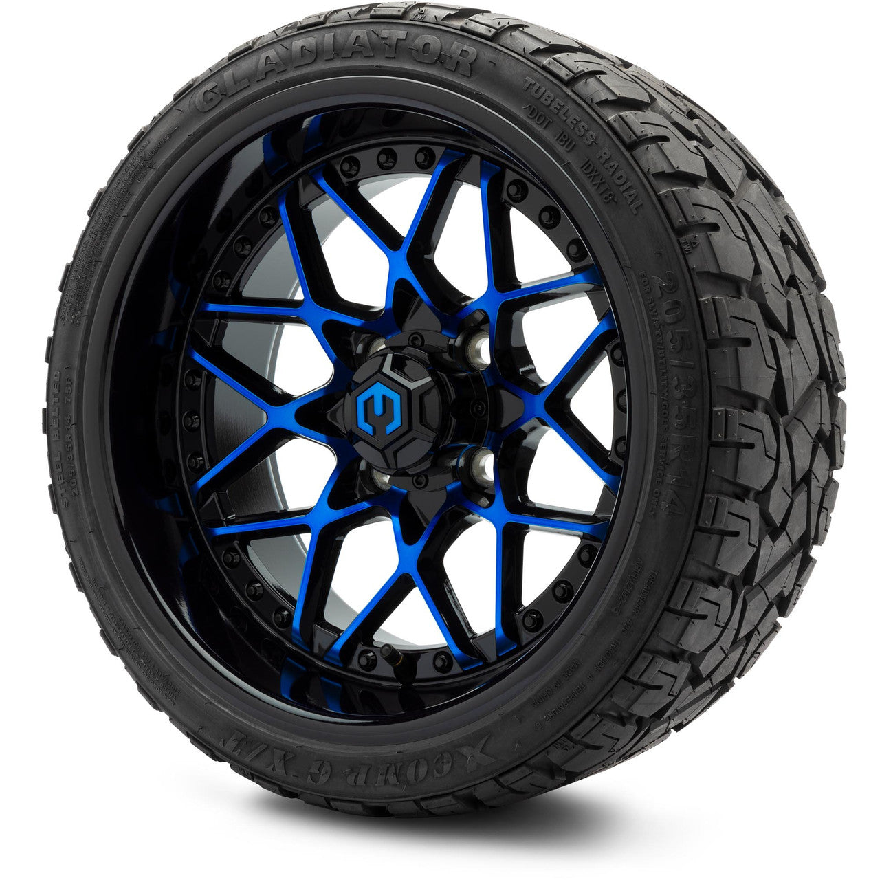MODZ® 14" Formula Blue and Black Wheels & Off-Road Tires Combo