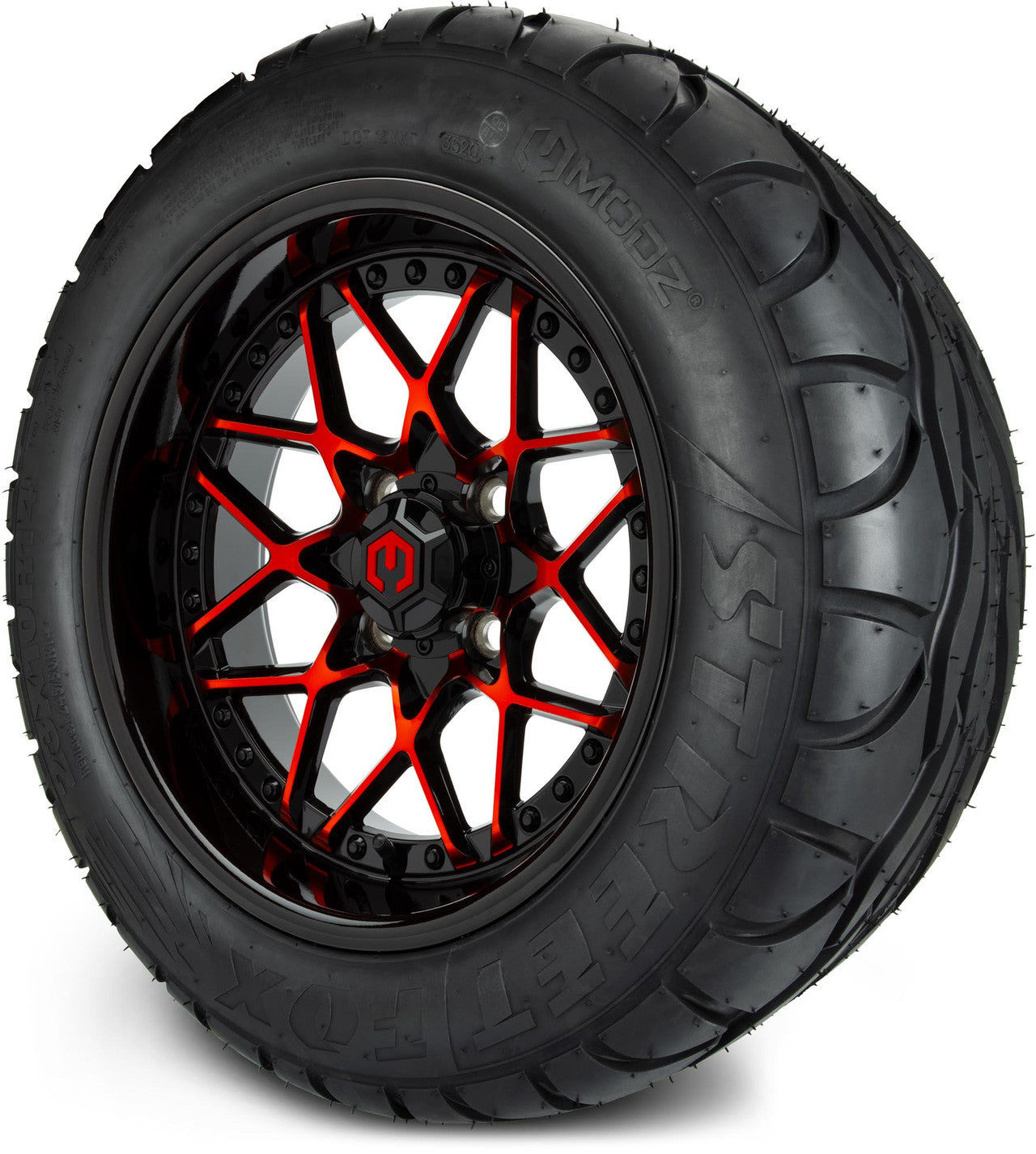 MODZ® 14" Formula Red and Black Wheels & Street Tires Combo
