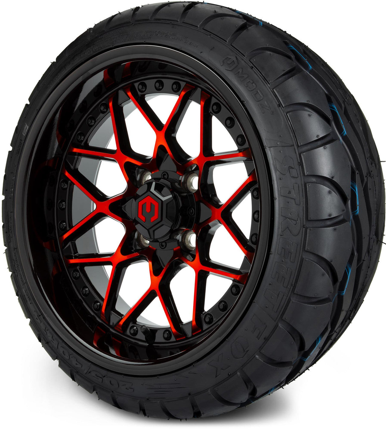 MODZ® 14" Formula Red and Black Wheels & Street Tires Combo