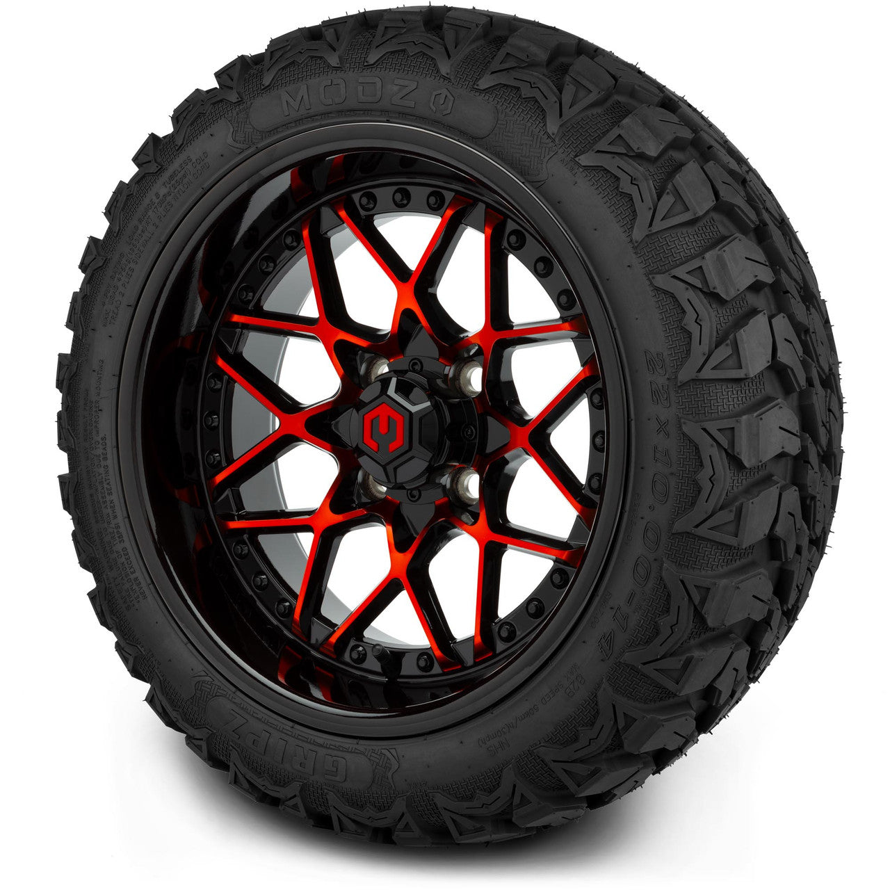 MODZ® 14" Formula Red and Black Wheels & Off-Road Tires Combo