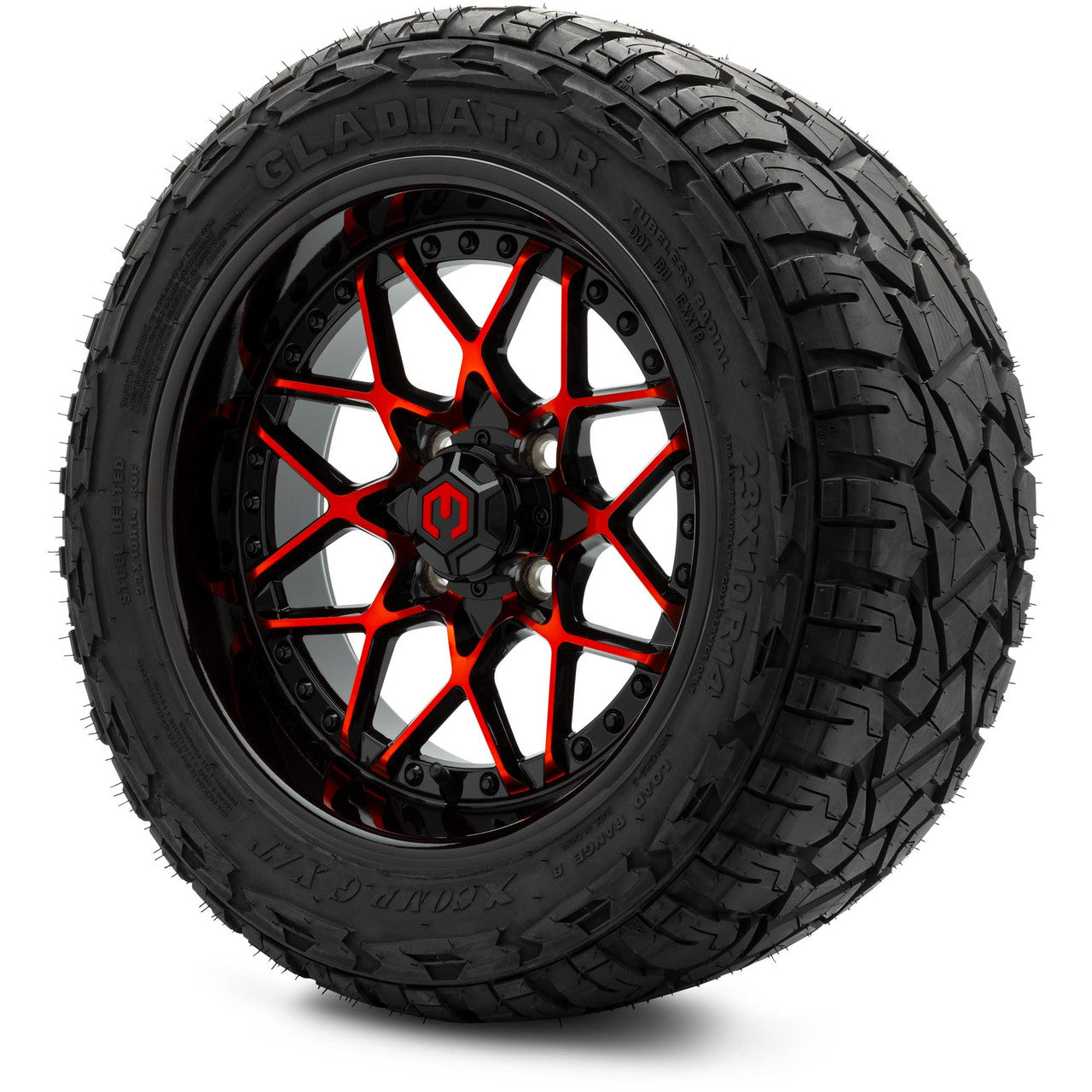 MODZ® 14" Formula Red and Black Wheels & Off-Road Tires Combo
