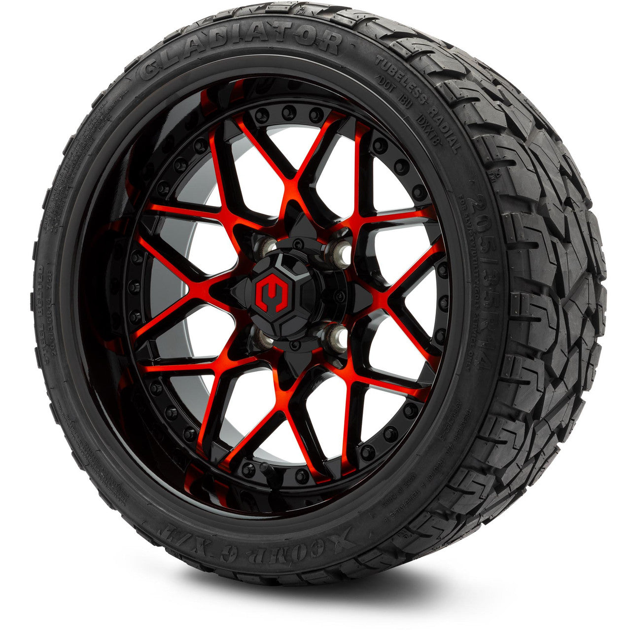 MODZ® 14" Formula Red and Black Wheels & Off-Road Tires Combo
