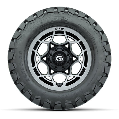 GTW® Nexus Gloss Black 12 in Wheels with 22x10-12 Timberwolf All-Terrain Tires – Full Set