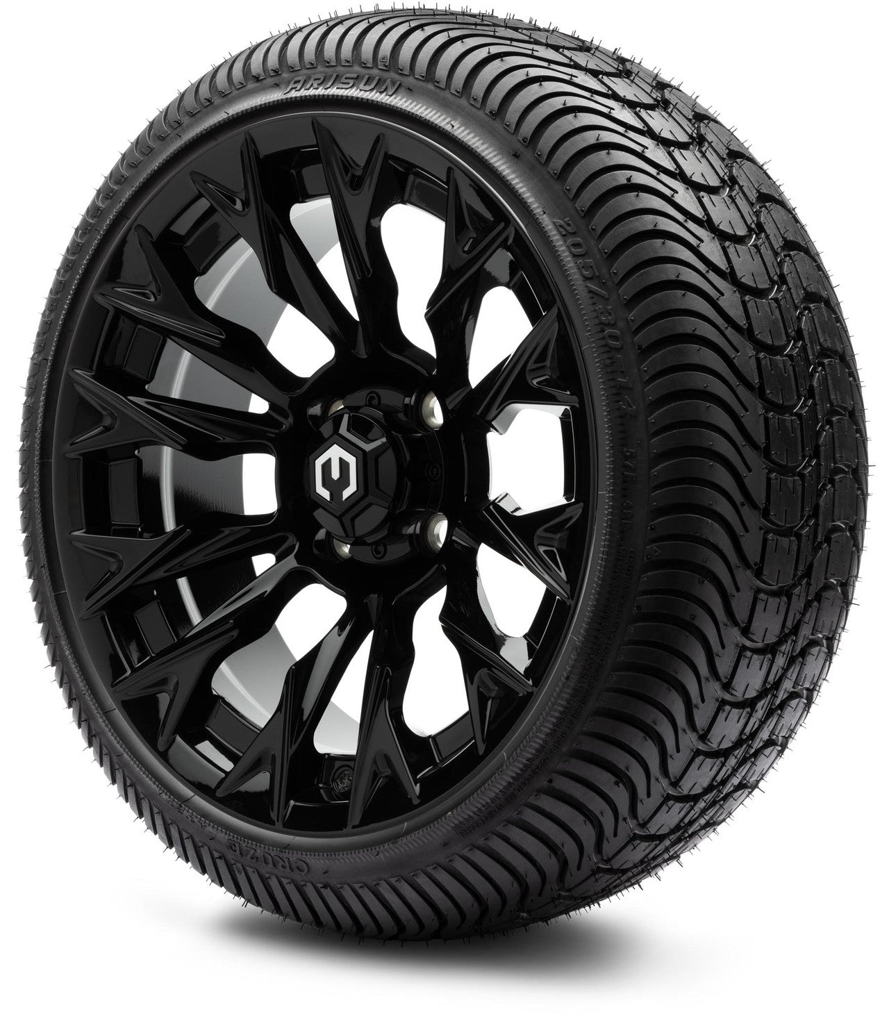 MODZ® 14" Falcon Glossy Black Wheels & Street Tires Combo