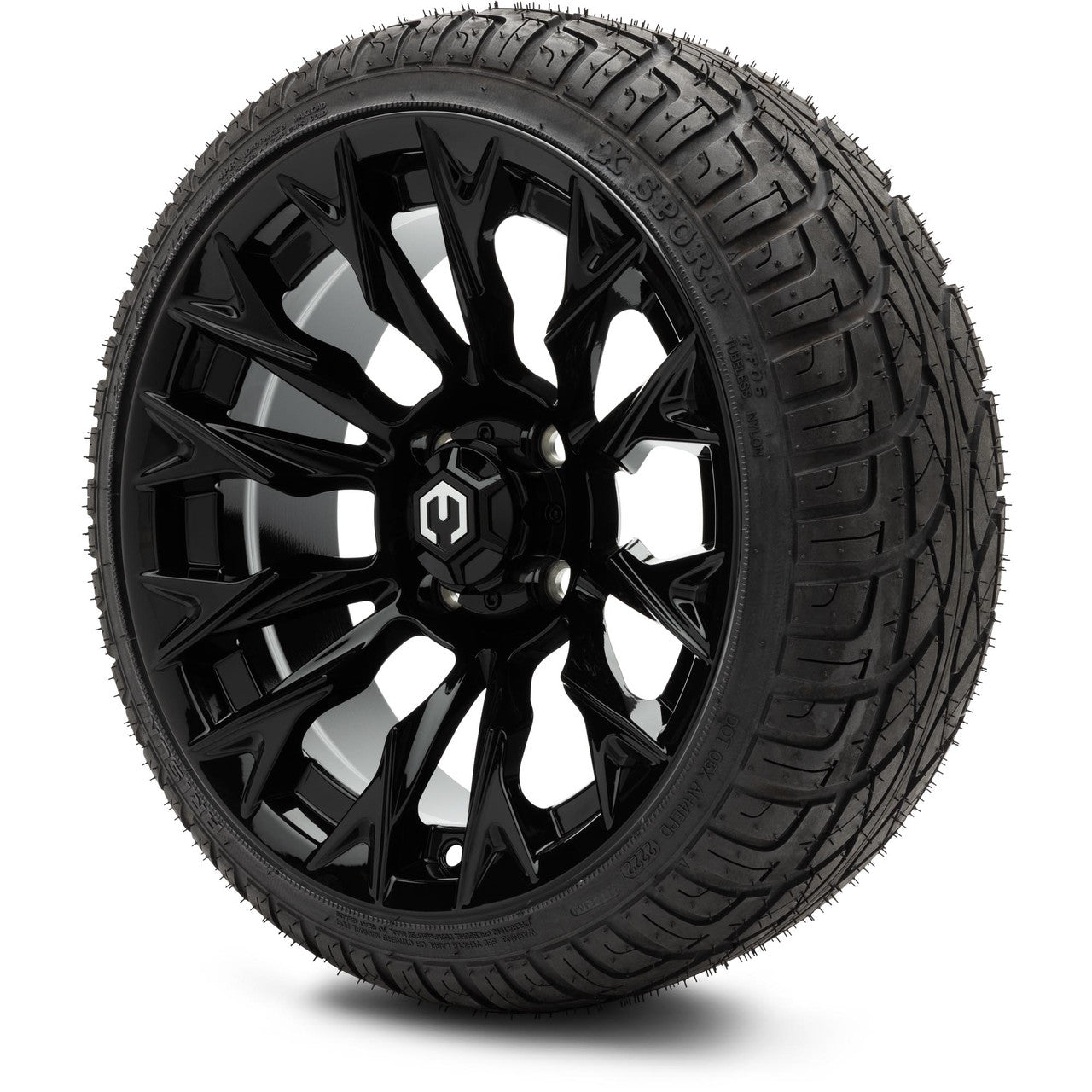 MODZ® 14" Falcon Glossy Black Wheels & Street Tires Combo