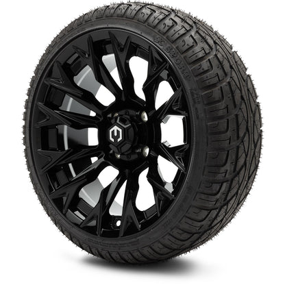 MODZ® 14" Falcon Glossy Black Wheels & Street Tires Combo