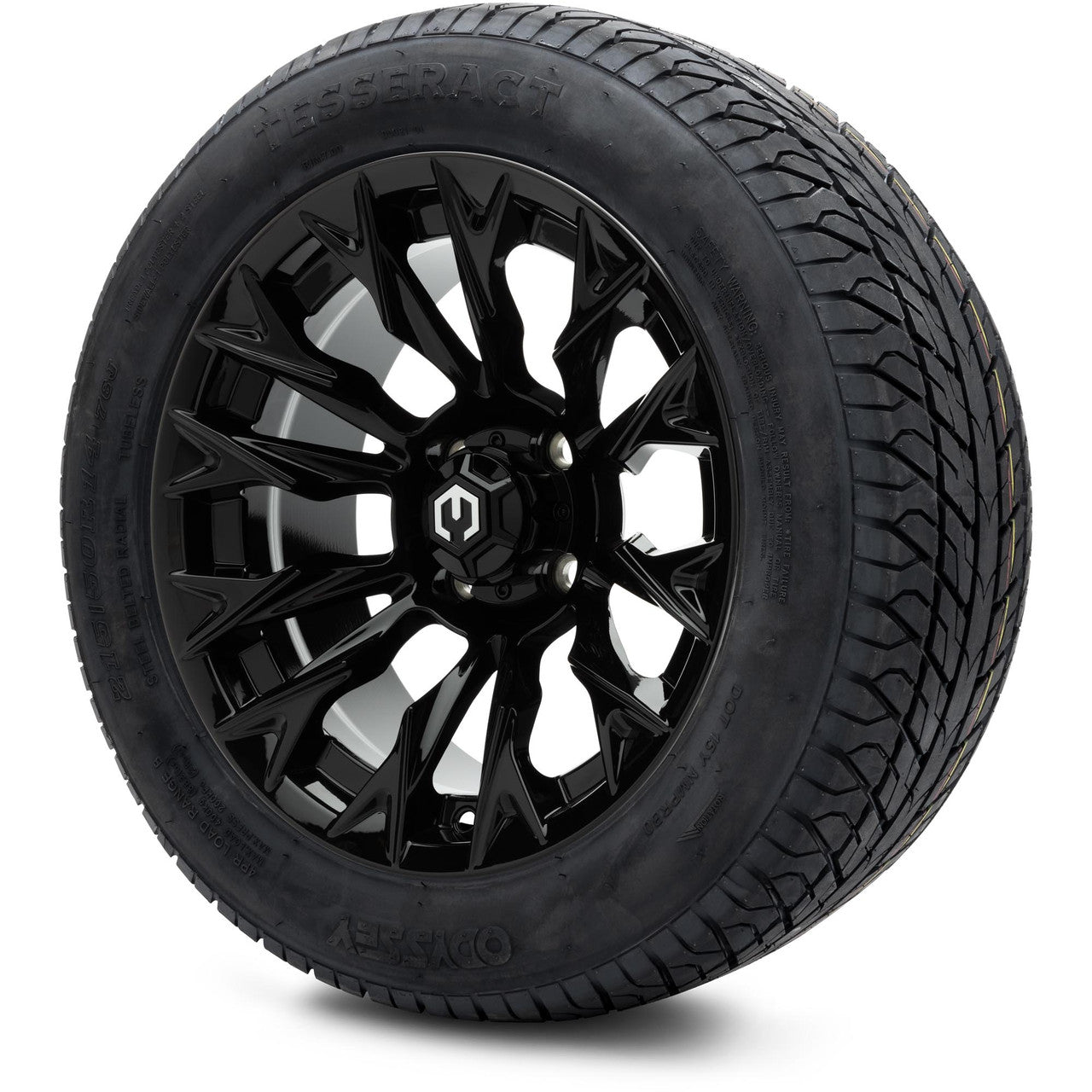 MODZ® 14" Falcon Glossy Black Wheels & Street Tires Combo