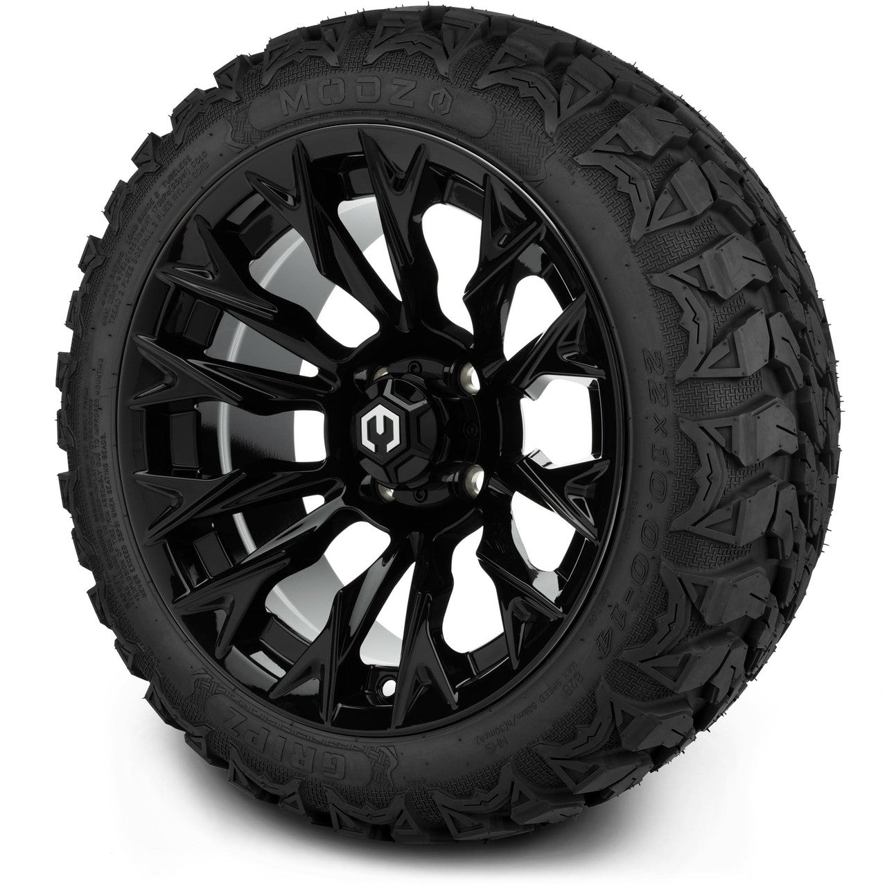 MODZ® 14" Falcon Glossy Black Wheels & Off-Road Tires Combo
