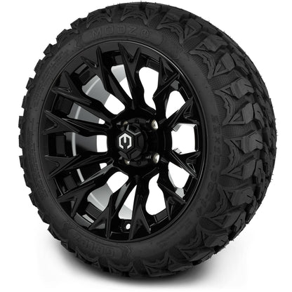 MODZ® 14" Falcon Glossy Black Wheels & Off-Road Tires Combo