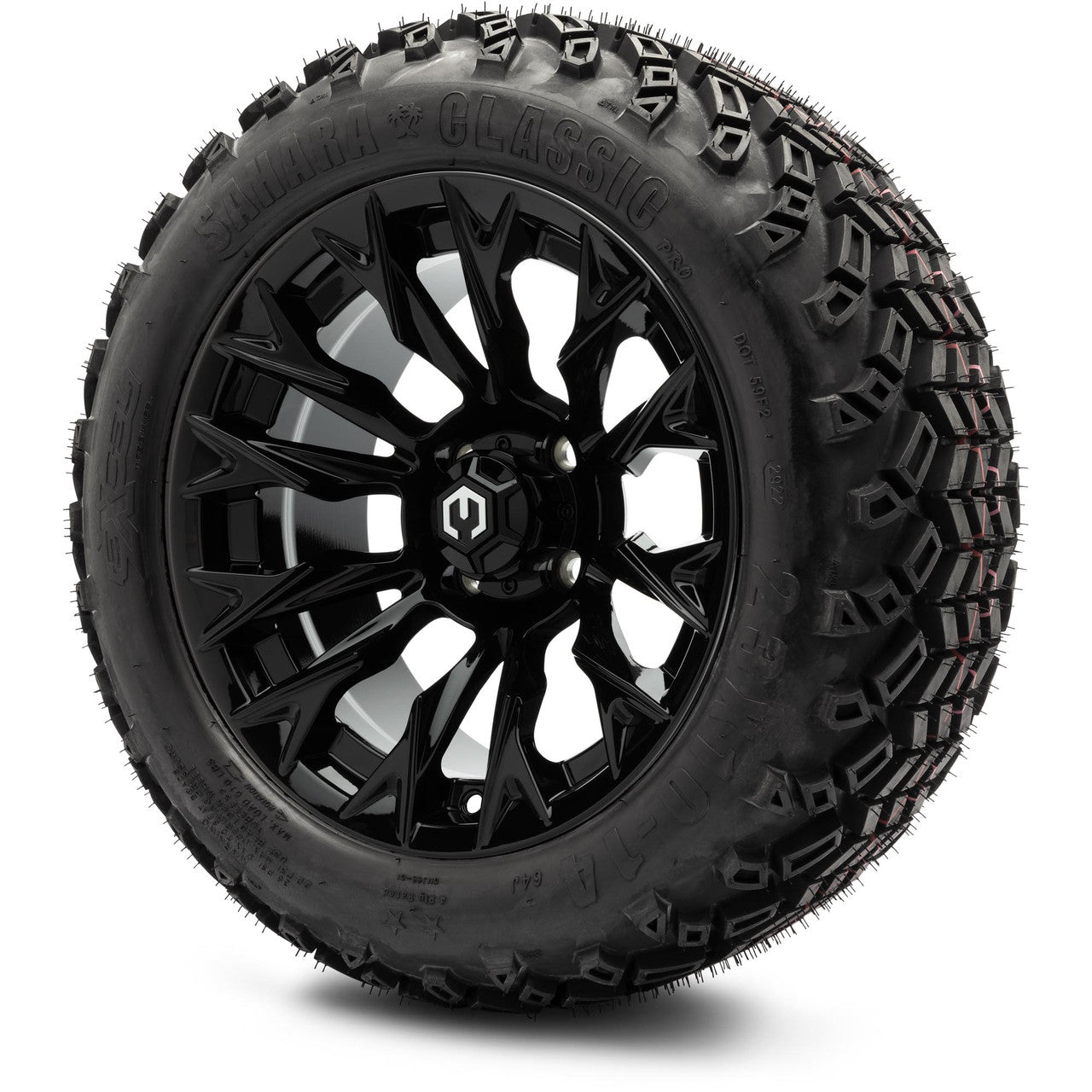 MODZ® 14" Falcon Glossy Black Wheels & Off-Road Tires Combo