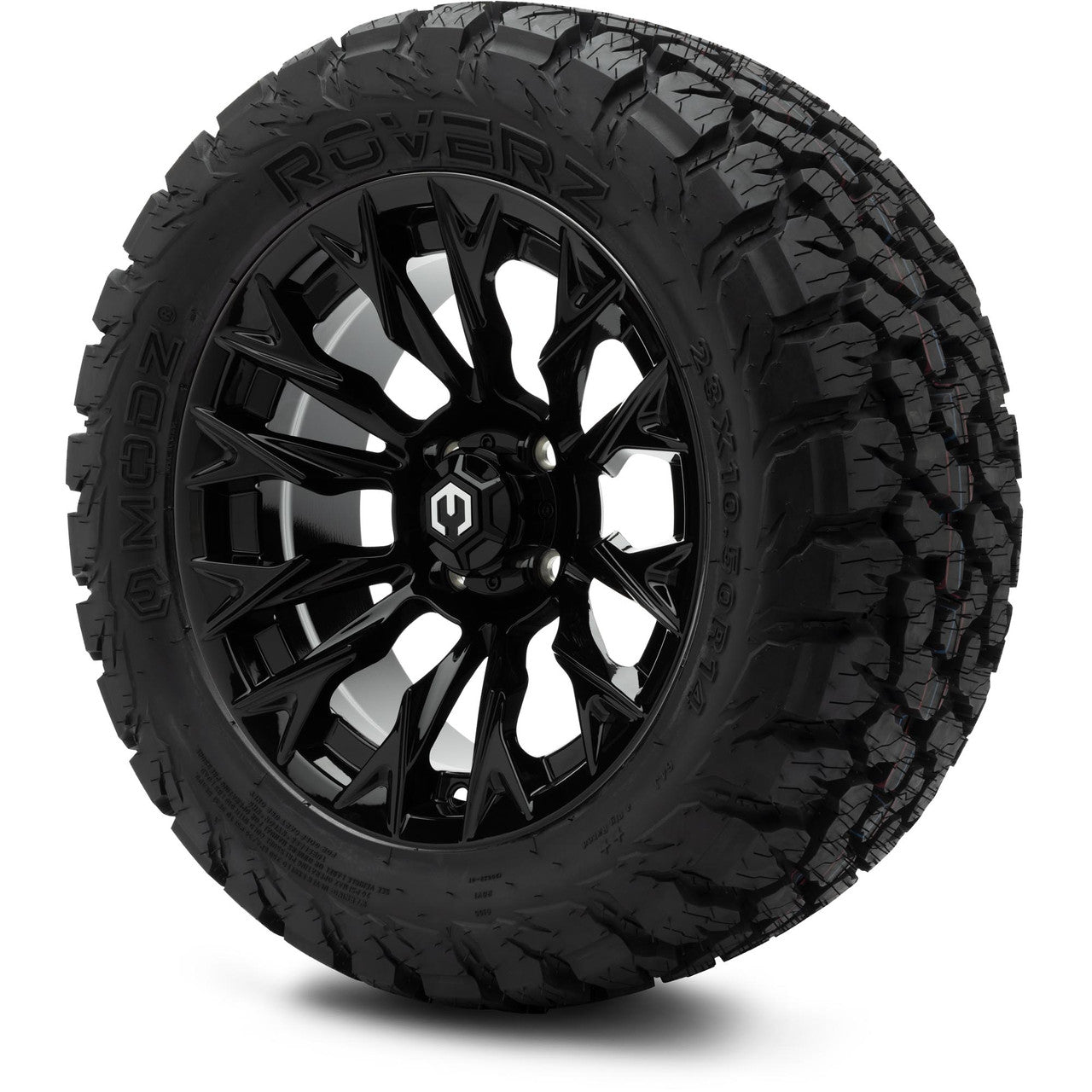 MODZ® 14" Falcon Glossy Black Wheels & Off-Road Tires Combo
