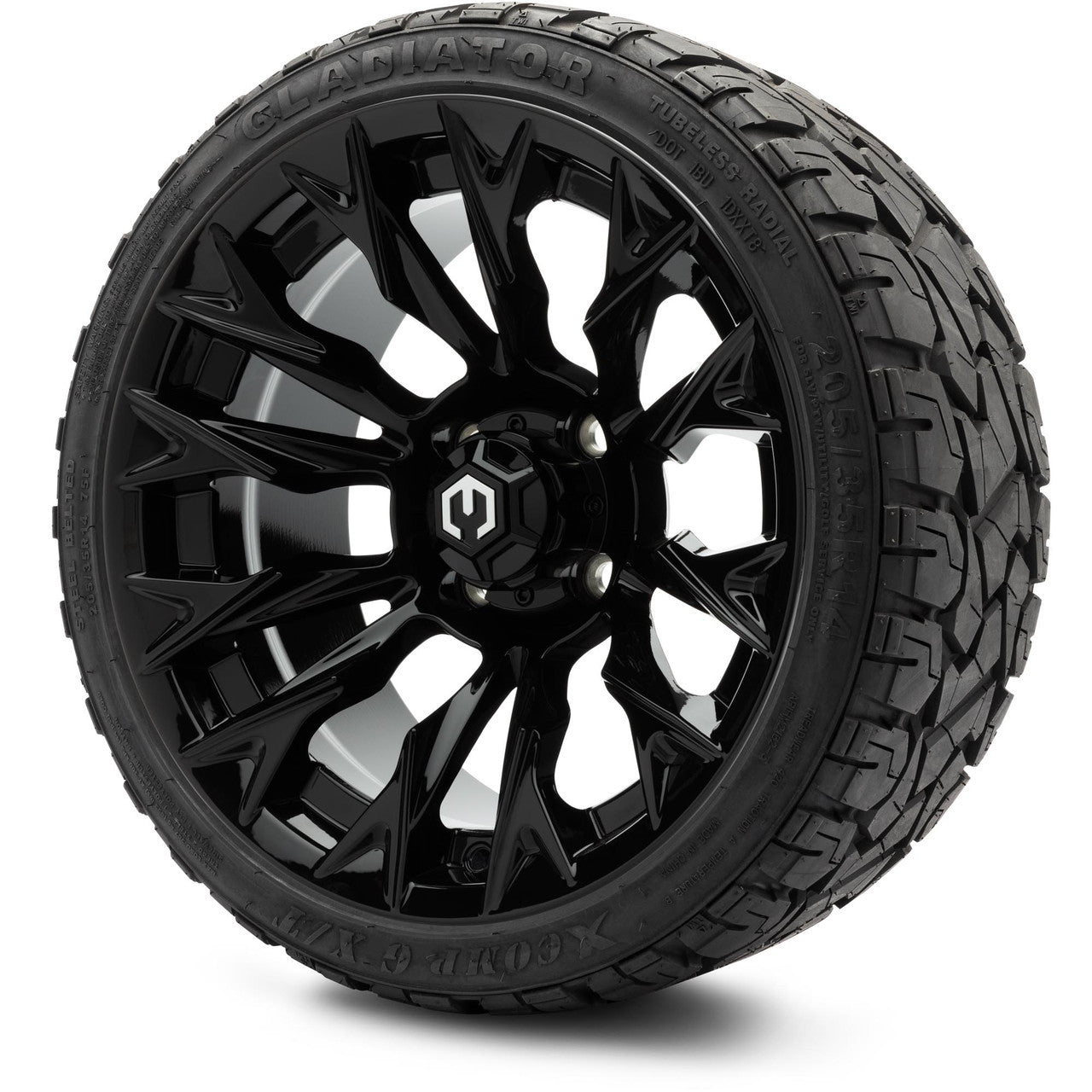 MODZ® 14" Falcon Glossy Black Wheels & Off-Road Tires Combo