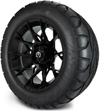 MODZ® 14" Chaos Matte Black Wheels & Street Tires Combo