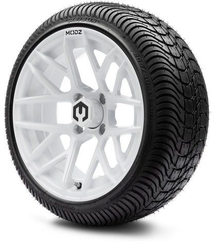 MODZ® 14" Matrix Glossy White Wheels & Street Tires Combo
