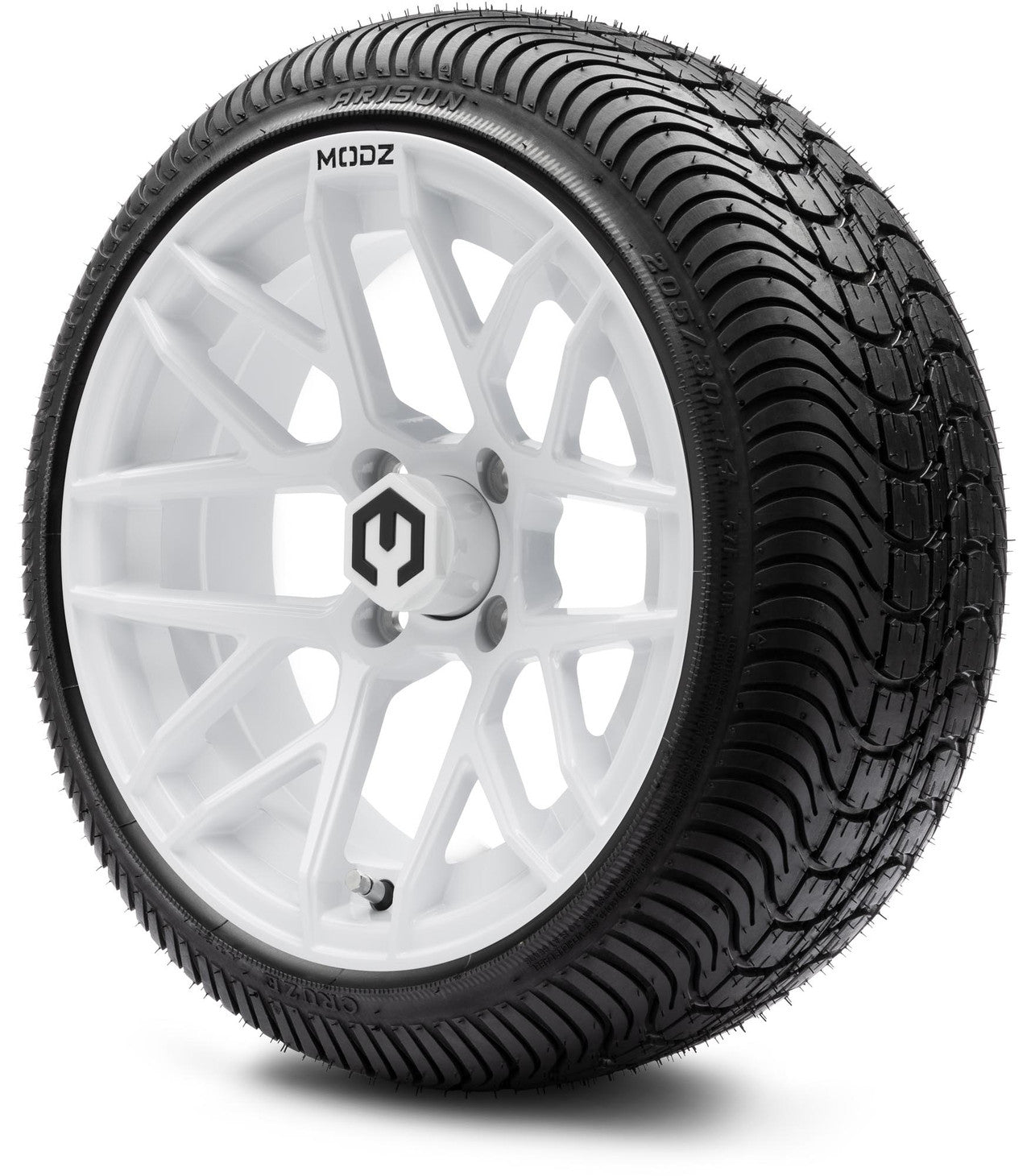 MODZ® 14" Matrix Glossy White Wheels & Street Tires Combo